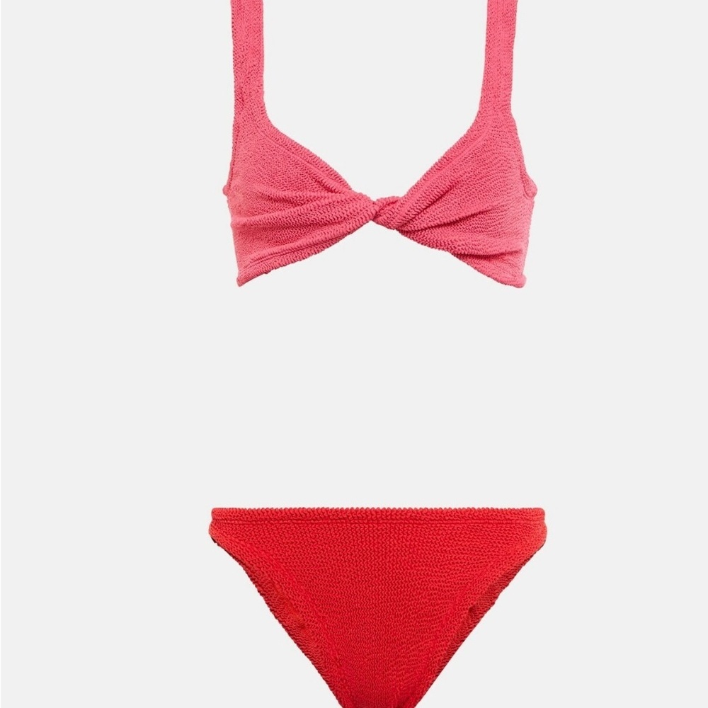 New Hunza g Juno twisted bikini set in hot pink /red one size - Picture 8 of 10
